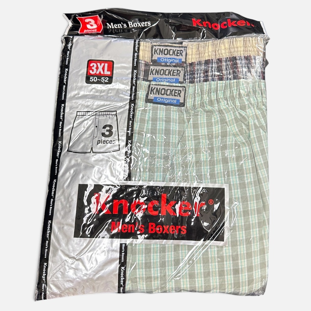 Knocker Boxers Men Multi Plaid Cotton Blend Comfort Underwear 3 Pack 3XL 50-52